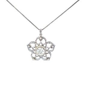 2ct Moissanite Floral Pendant Necklace Vintage Style Bridal Statement